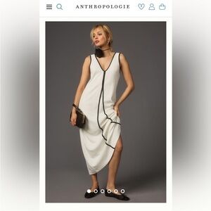Anthropologie White Dress with Black Accents